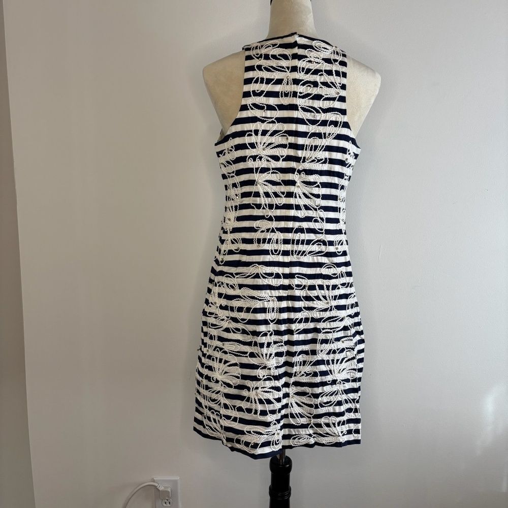 Lilly Pulitzer- Blue & White Striped Dress with Rope & Gem Details - Picture 5 of 5
